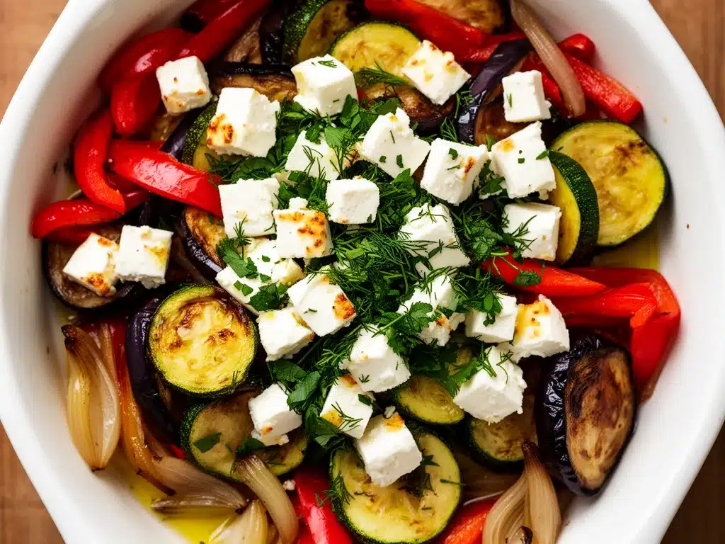 Blechgemüse mit Feta: 30 Min. einfaches Ofengemüse 4 Blechgemüse mit Feta preparation steps