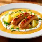 einfache Kartoffelsuppe mit Würstchen - featured image