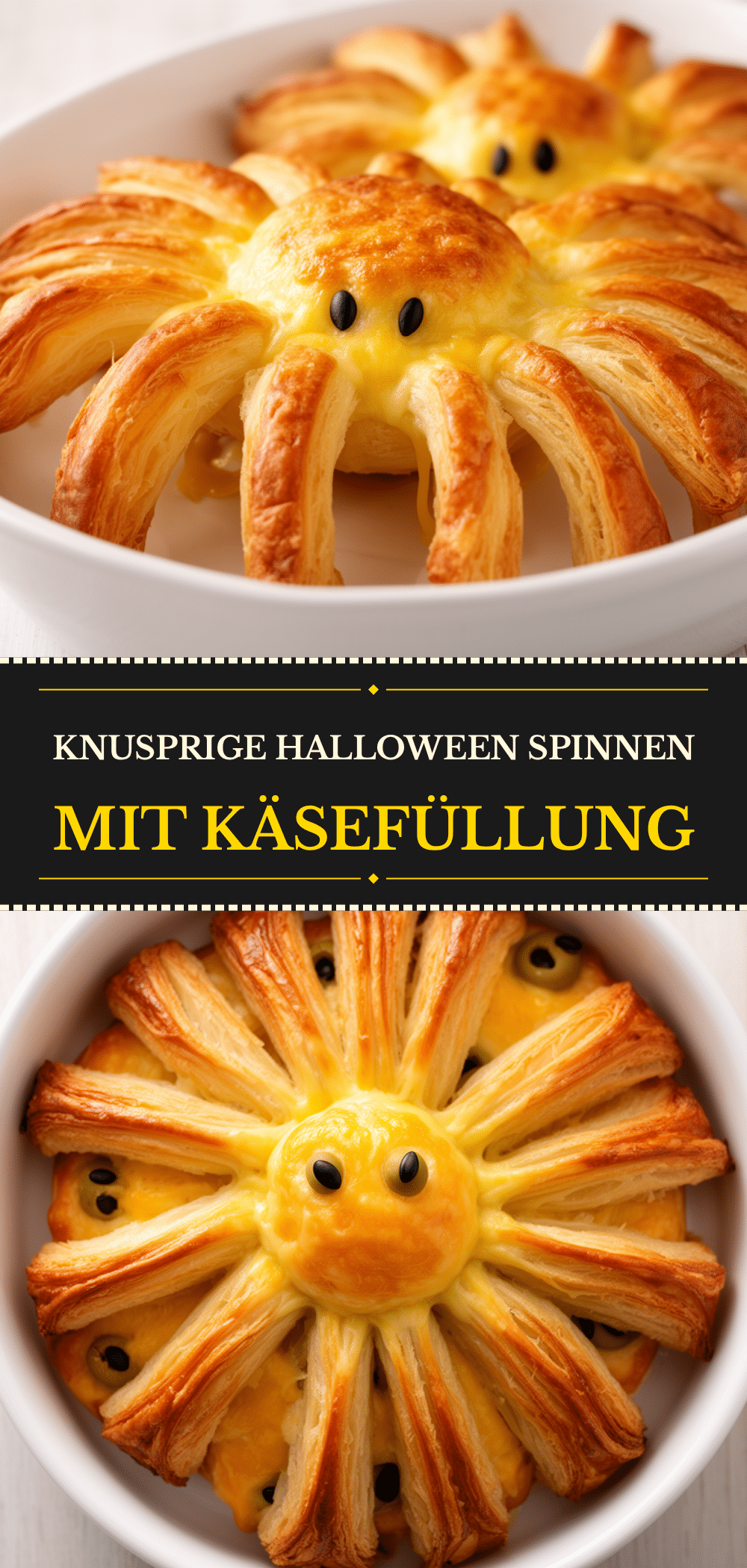 Halloween Spinnen: 10 Min. Blätterteig-Rezept 5 Halloween Blätterteig-Spinnen recipe