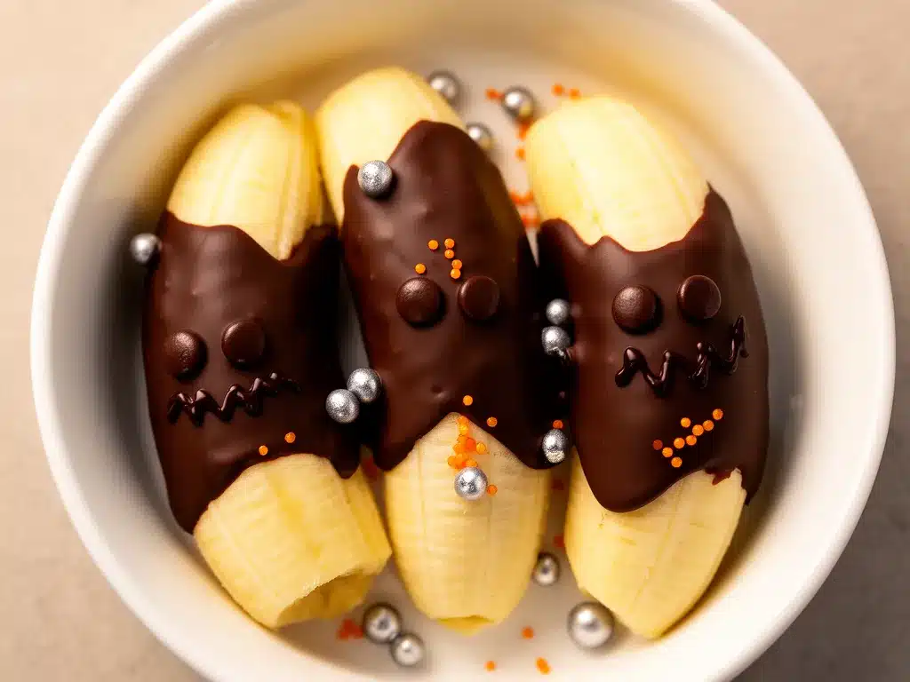 Halloween Geister-Bananen: 5 Min. Schokodesert 4 Halloween Geister-Bananen preparation steps