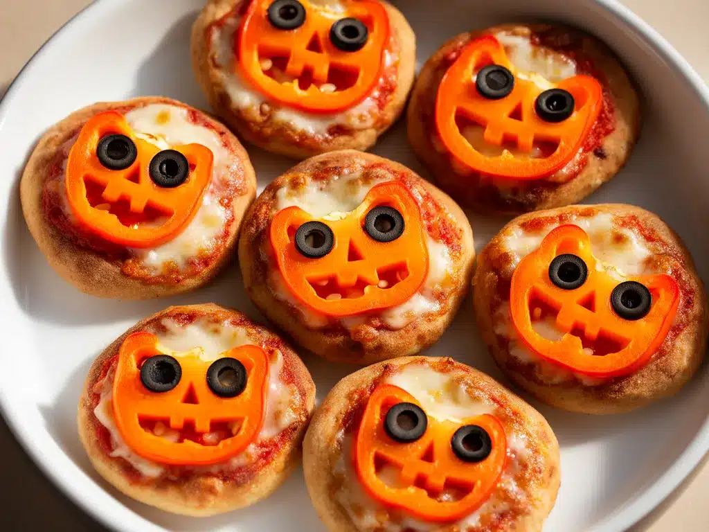 Halloween Mini-Pizzen mit Kürbisgesichtern: 5 einfache Ideen 4 Halloween Mini-Pizzen mit Kürbisgesichtern preparation steps