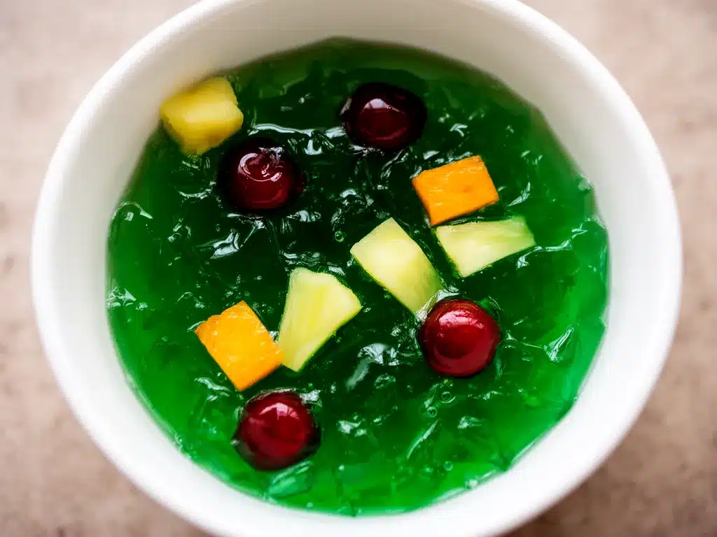 Halloween Nachtisch-Schleim mit grüner Götterspeise: 5 Min. Rezept 4 Halloween Nachtisch-Schleim mit grüner Götterspeise preparation steps