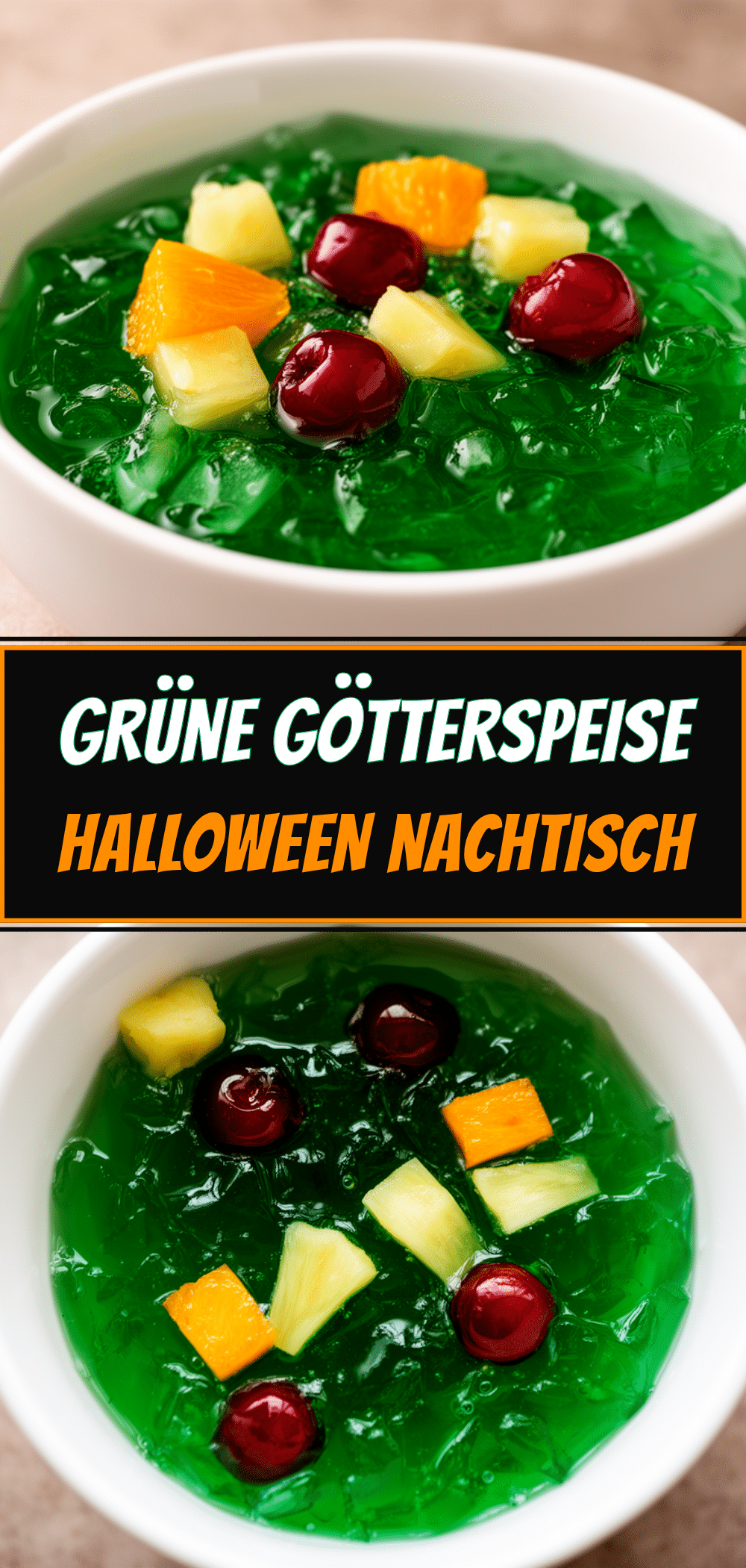 Halloween Nachtisch-Schleim mit grüner Götterspeise: 5 Min. Rezept 5 Halloween Nachtisch-Schleim mit grüner Götterspeise recipe