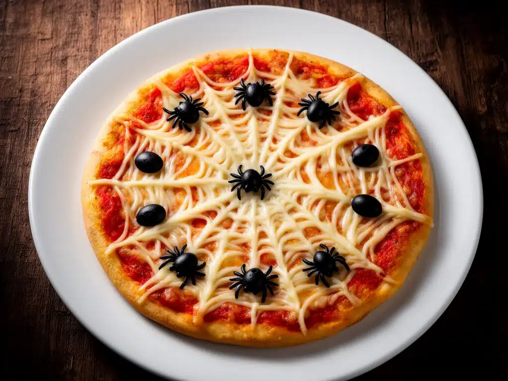 Halloween Spinnennetz-Pizza: 5 Min. Spukig Leckere Party-Snack 4 Halloween Spinnennetz-Pizza preparation steps
