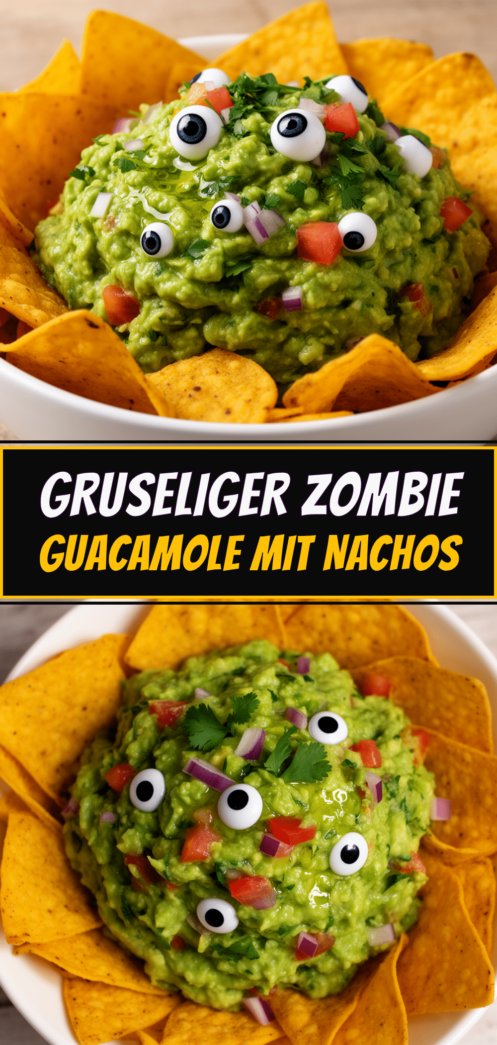 Zombie-Guacamole mit Nachos: 3 Einfache Halloween-Rezepte 5 Halloween-Zombie-Guacamole mit Nachos recipe