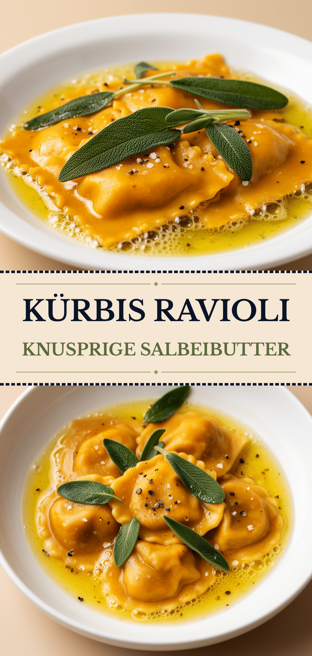 Kürbis-Ravioli mit Salbeibutter: 20 Min. Rezept 5 Kürbis-Ravioli mit Salbeibutter recipe
