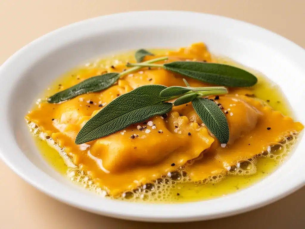 Startseite 8 Kürbis-Ravioli mit Salbeibutter - featured image