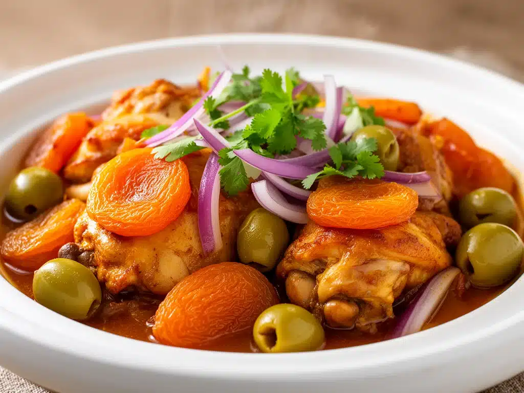 Marokkanisches Hähnchen-Tagine mit Aprikosen - featured image