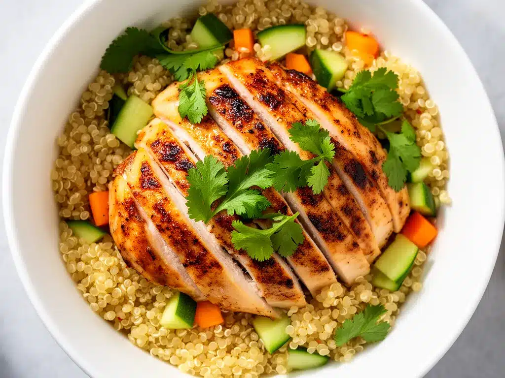 Proteinreiche Hähnchen Bowl: Die 25 Min. Healthy Meal 4 proteinreiche Hähnchen Bowl preparation steps