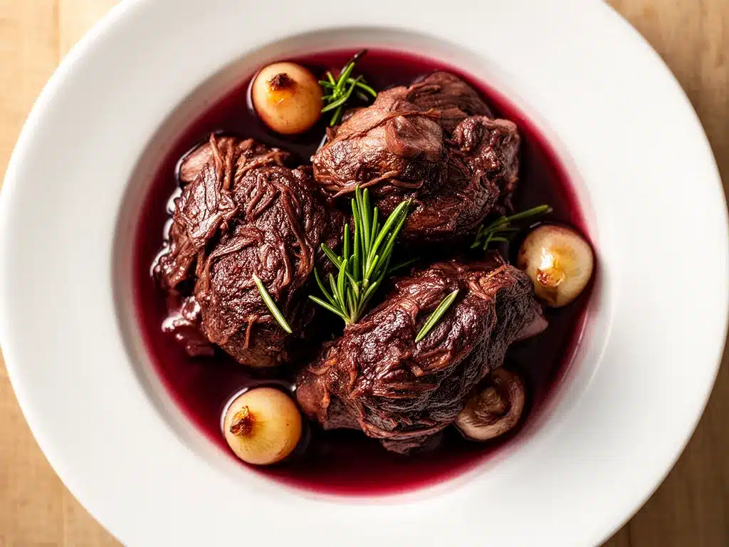 Zart geschmorte Rinderbäckchen in Rotwein: Das perfekte Rezept 4 zart geschmorte Rinderbäckchen in Rotwein preparation steps