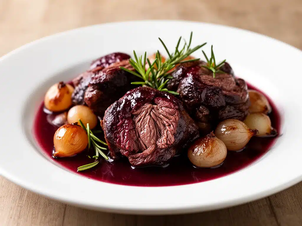 zart geschmorte Rinderbäckchen in Rotwein - featured image