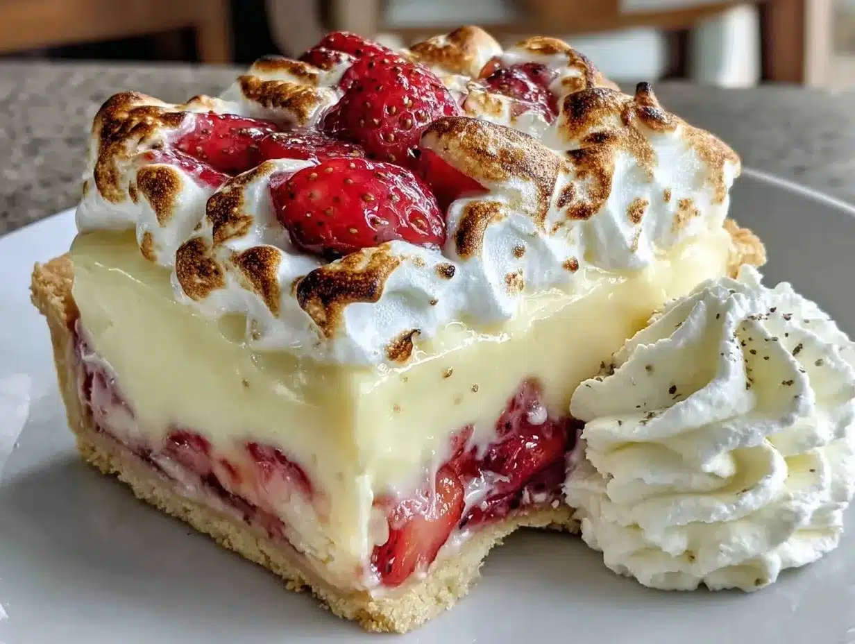 Einfache Erdbeer-Baiser Torte: 4 Zutaten, kein Stress 4 Einfache Erdbeer-Baiser Torte preparation steps