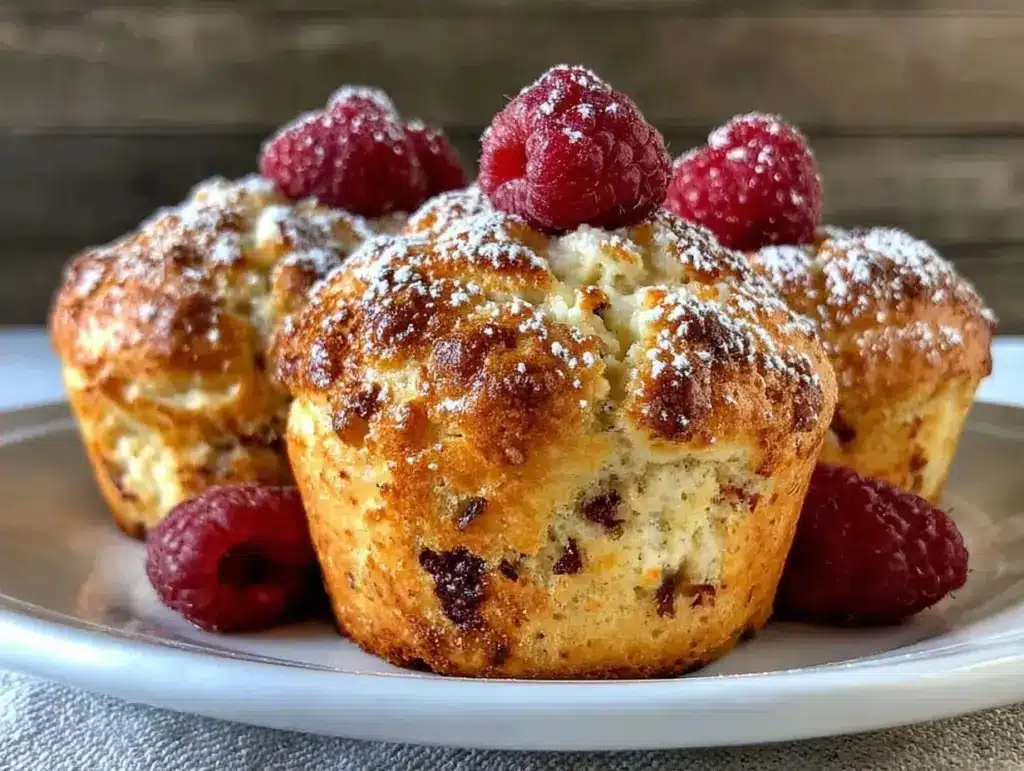 Einfache Frischkäse-Muffins mit Himbeeren - featured image