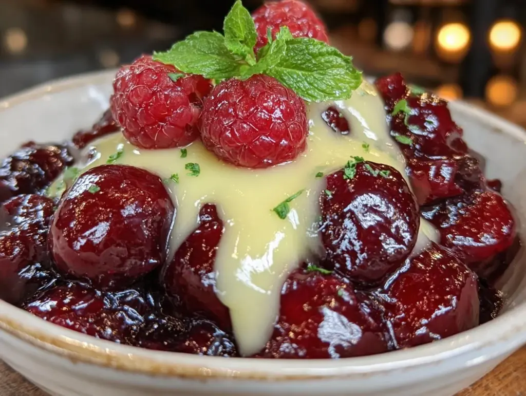 Einfache Rote Grütze mit Vanillesauce - featured image