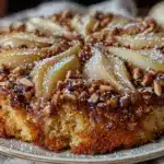 Einfacher Erntedank Birnenkuchen mit Mandelstreuseln - featured image