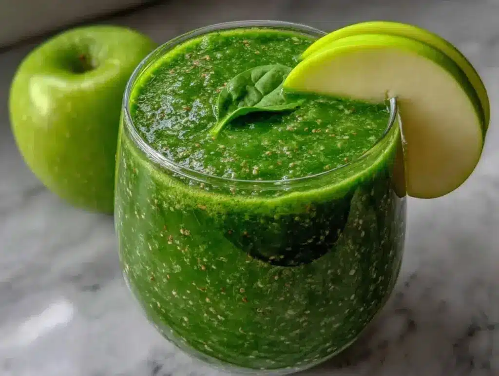 einfacher grüner Smoothie mit Spinat und Apfel - featured image