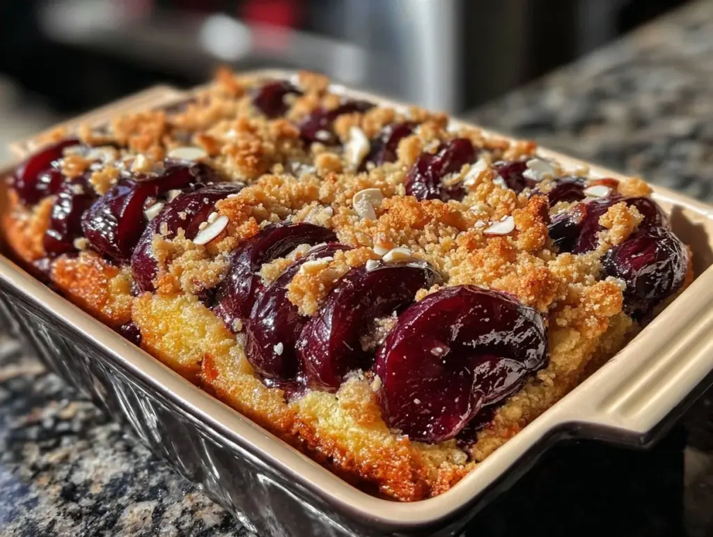 einfacher Pflaumenkuchen mit Mandelstreuseln - featured image