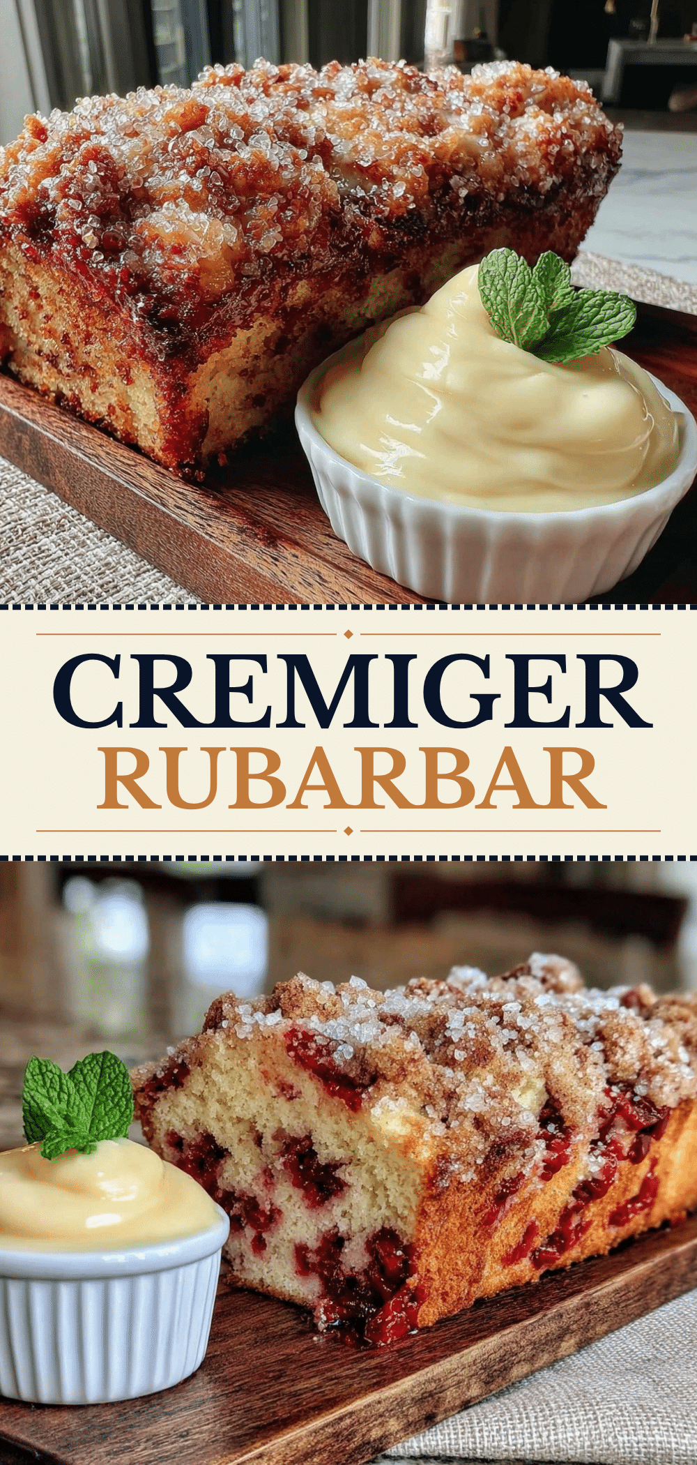 Einfacher Rhabarber-Streuselkuchen mit Pudding: Einfachstes Rezept 5 einfacher Rhabarber-Streuselkuchen mit Pudding recipe