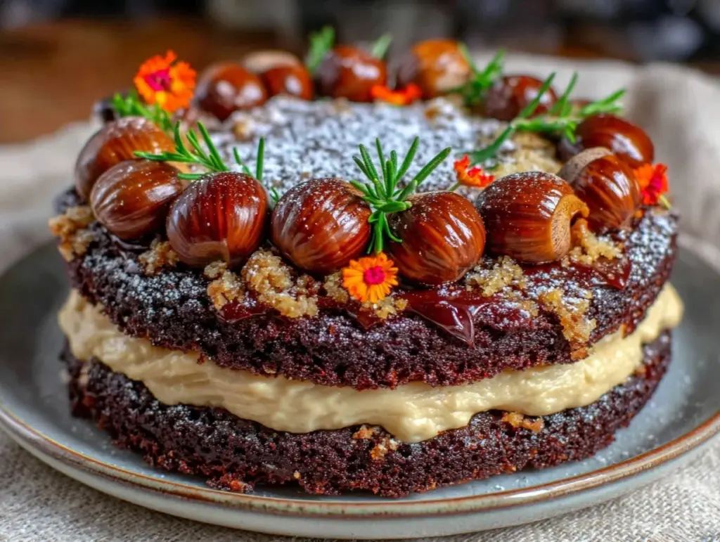 Erntedank Maronen Schokoladen Torte - featured image