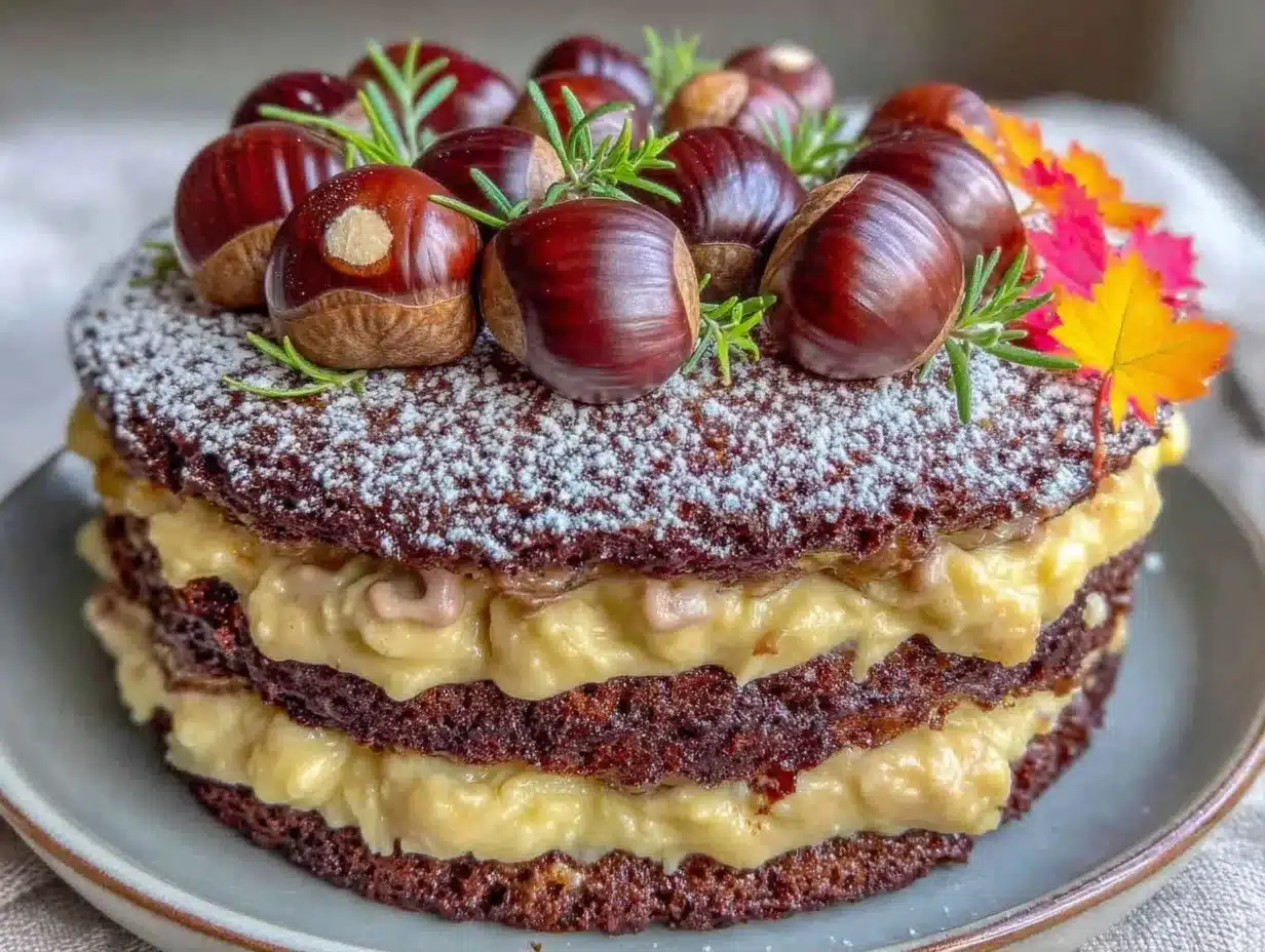 Einfache Erntedank Maronen Schokoladen Torte: So geht’s 4 Erntedank Maronen Schokoladen Torte preparation steps