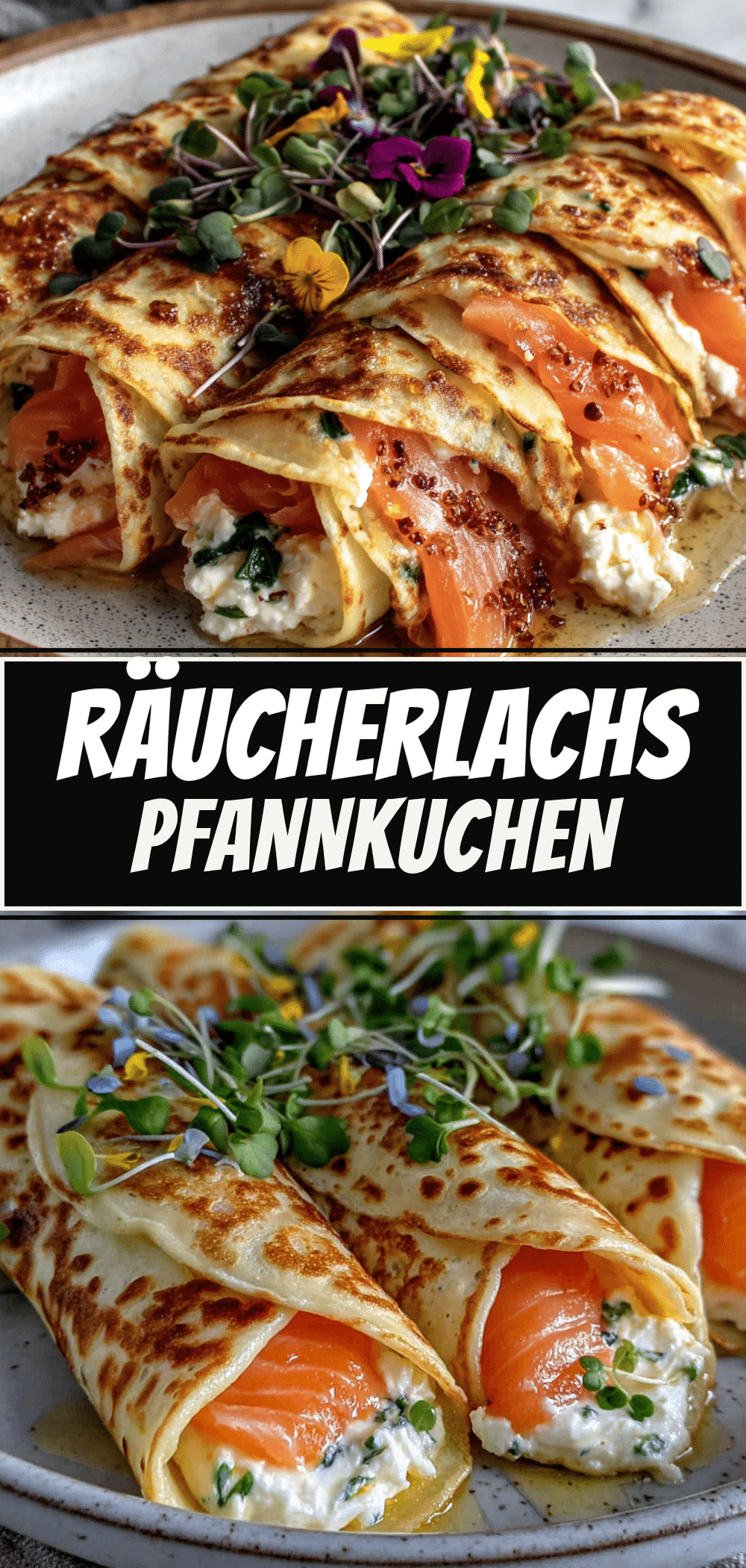 Gefüllte Pfannkuchen: Die perfekte glutenfreie Brunch-Idee 5 gefüllte Pfannkuchen mit Frischkäse und Räucherlachs recipe