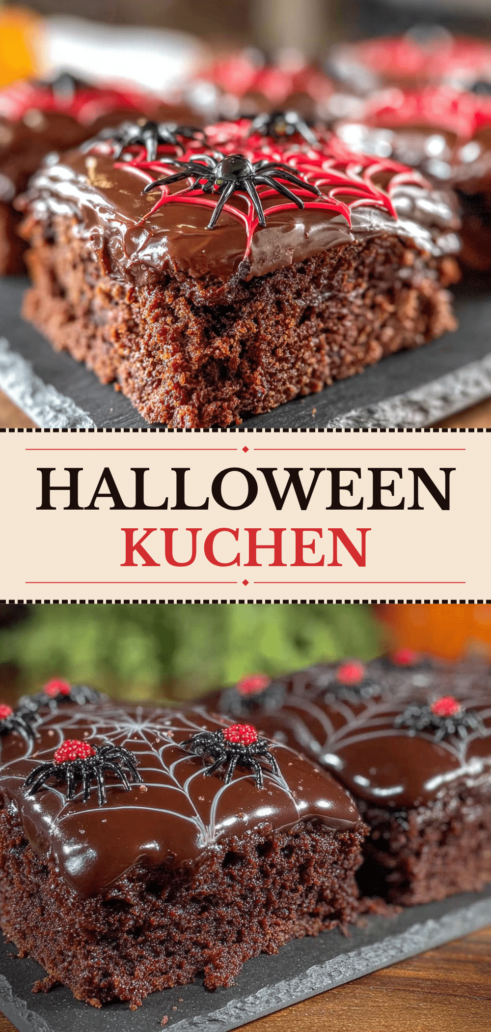 Halloween Blechkuchen: 5 Min. Schoko-Spinnennetz Rezept 5 Halloween Blechkuchen Schoko-Spinnennetz recipe