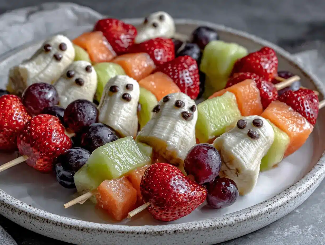 Halloween Obst Monster-Spieße: Gesunder Snack 4 Halloween Obst Monster-Spieße preparation steps