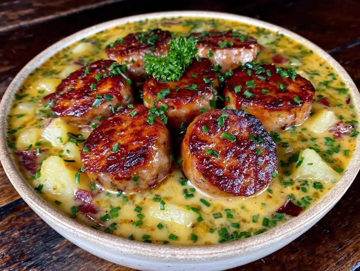 Kartoffelsuppe mit Würstchen: Günstig & Einfach 4 Kartoffelsuppe mit Würstchen preparation steps
