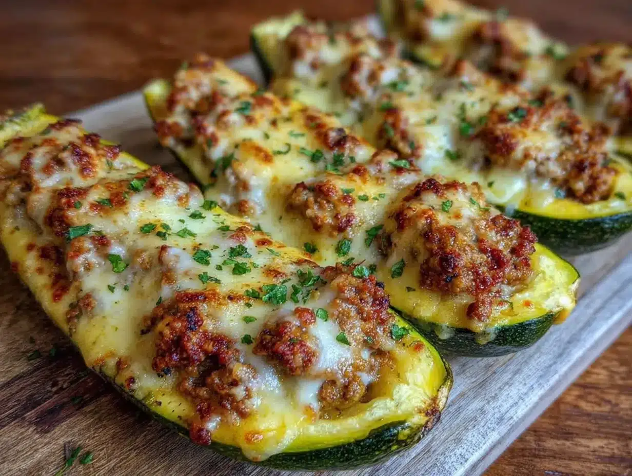 Saftige Zucchini-Schiffchen mit Mozzarella: Leckeres Rezept 3 Saftige Zucchini-Schiffchen mit Mozzarella preparation steps